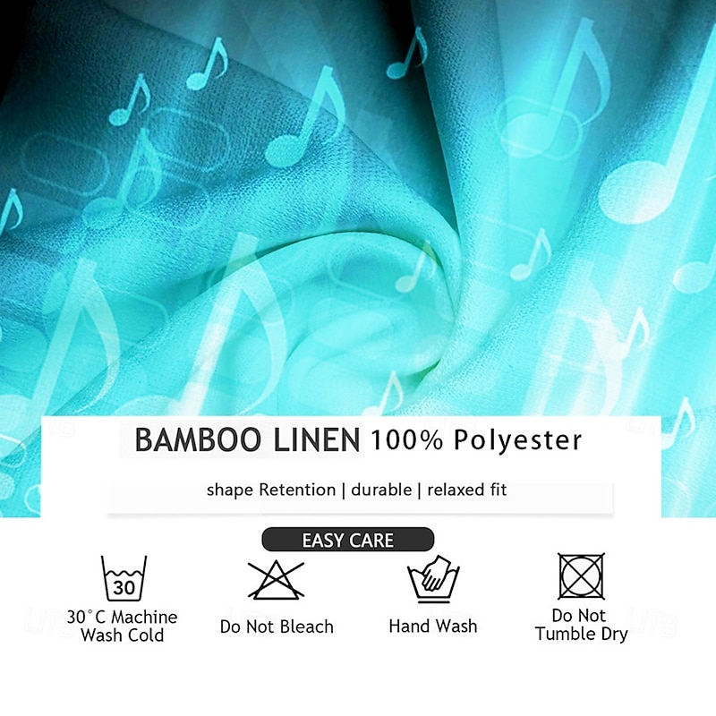 Men's Boardmasters Ombre Notes Shirt Button Up Shirt Long Sleeve Casual Party Summer Turndown Pocket Blue3