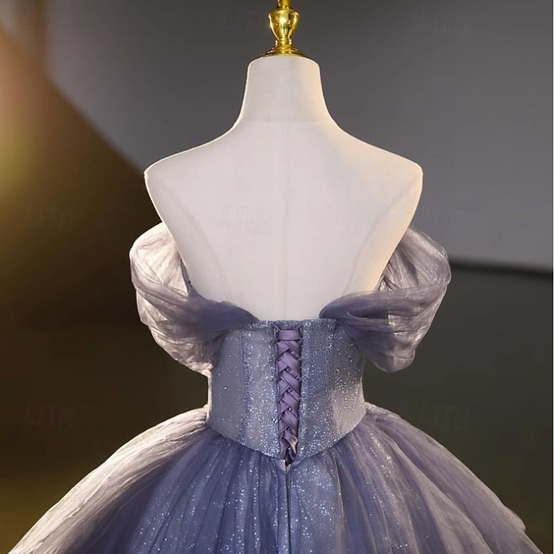 Wedding Dresses Ball Gown Off Shoulder Short Sleeve Floor Length Organza Bridal Gowns With Beading4