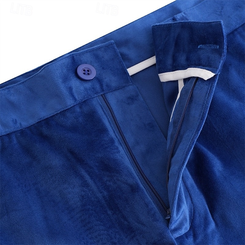 Men's Dress Pants Flared Pants Bell Bottom Trousers Velvet Pants Pocket Plain Comfort Soft Full Length Party Outdoor Daily Fashion Streetwear Blue Green Micro-elastic2