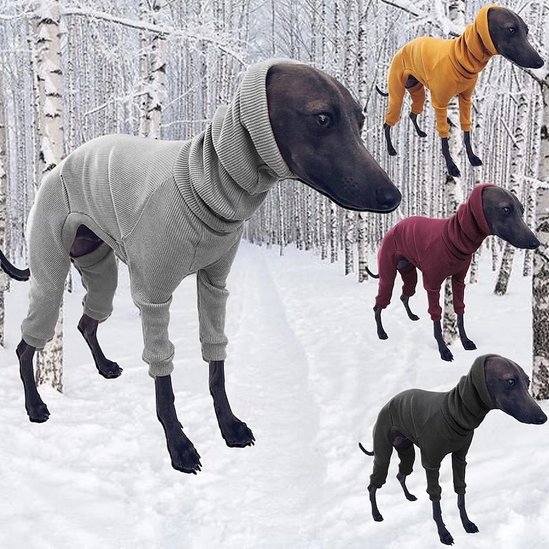 Winter Dog Coat Jacket Tight Dog Hoodie Dog Jumper Sweater for Greyhound Whippet,Dog Clothes Greyhound Turtleneck Sweatershirt Jumper,Warm T-Shirt Pet Clothes (Black,5XL)