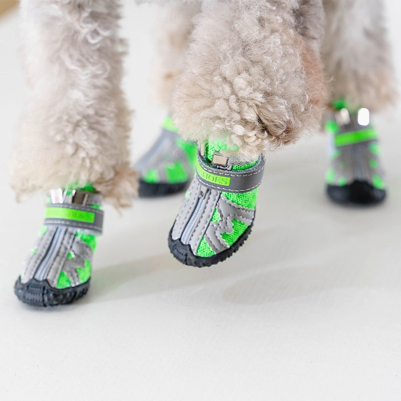 Dog Boots / Shoes Rain Boots Anti-Slip Sneaker Casual / Sporty Color Block For Pets Rubber Black2