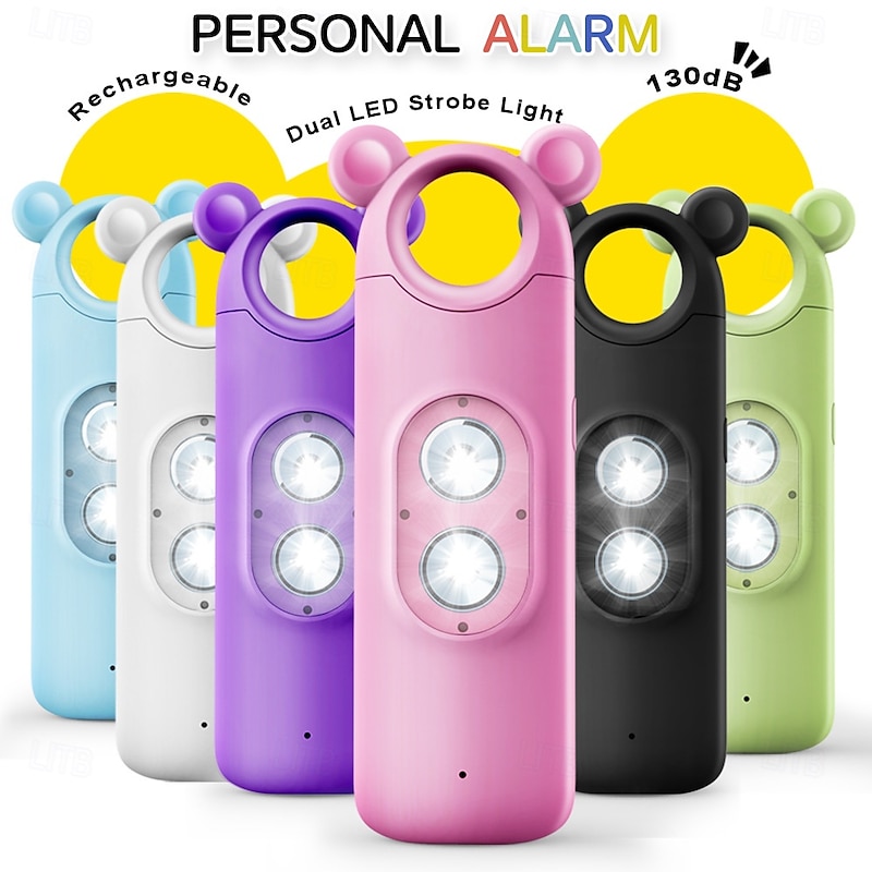 Personal Alarm Safe Sound 130dB USB Rechargeable Self Siren Security Alarms Safety Devices For Women Elderly With Alert Panic Button LED