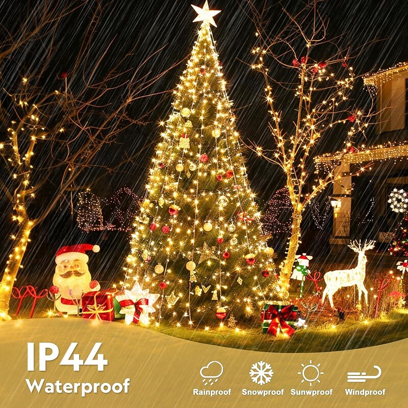 LED String Lights with 13-Key Remote Control, Warm/Cold White & Purple 50m-100m 400-800 LEDs String for Christmas Holiday Party Lights Decoration