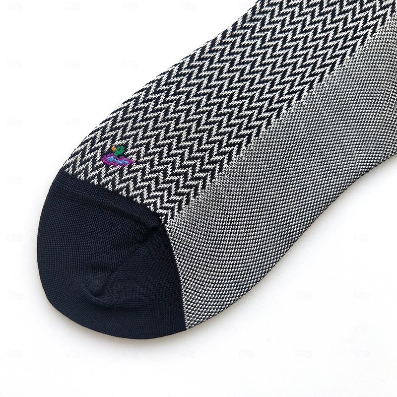 Men's 1 Pair Socks Black Color Plaid Plaid Checkered Geometry Formal Wedding Anniversary Thin Spring &  Fall Knitwear Elegant4