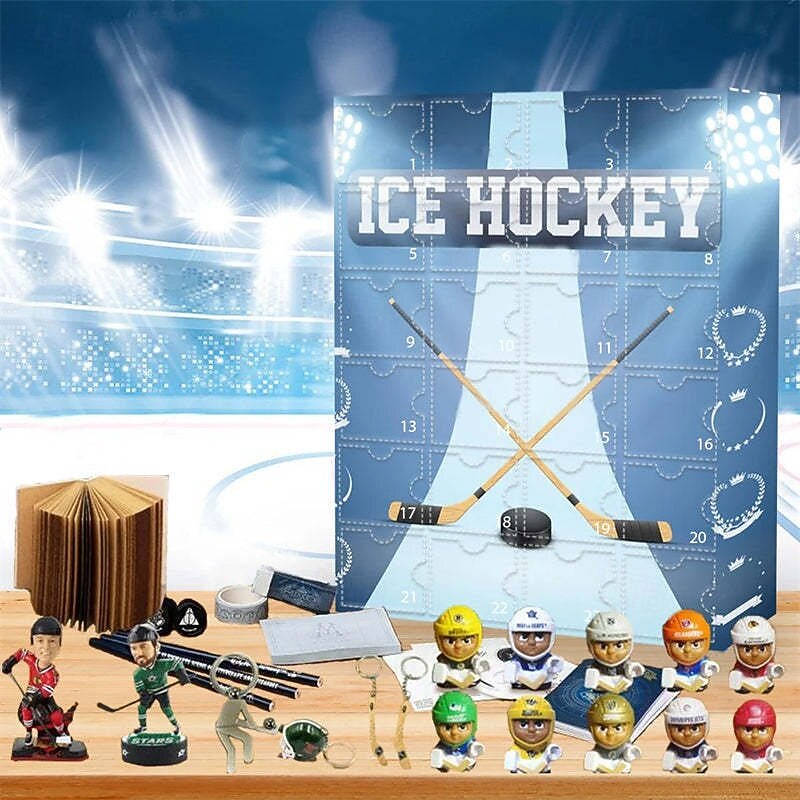 2025 Christmas Baseball Countdown Advent Calendar, 24 Day Ice Hockey Christmas Countdown Calendar with Collector Figures Ice Hockey Keepsake Advent Calendar for Hockey Fans
