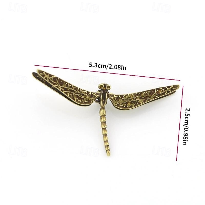 Vintage Brass Dragonfly Figurine - Antique-Style Home & Office Desk Decor, Creative Tea Pet Collectible4