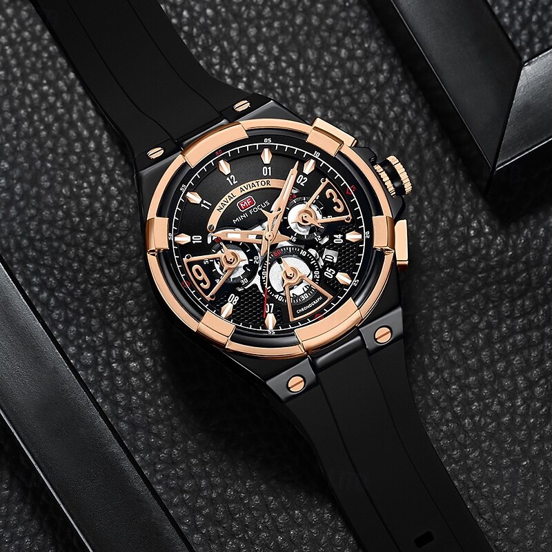 MINI FOCUS Men Quartz Watch Outdoor Fashion Casual Wristwatch Luminous Calendar Waterproof World Time Silicone Gel Watch2