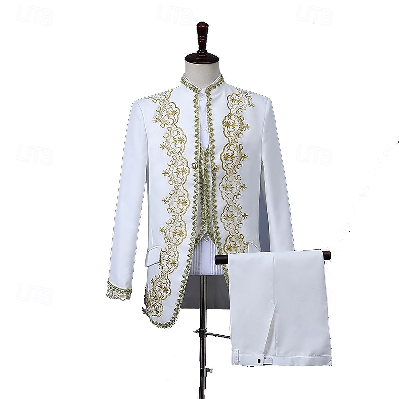 Retro Vintage Rococo Medieval Pants Suits & Blazers Waistcoat Prince Gentleman Aristocrat Fancy Dress Men's Event / Party Carnival of Venice Festival Adults Coat Vest Pants2