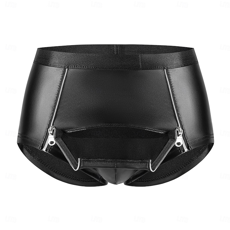 Pants Boxer Briefs Underwear Carnival Costume Men's Zipper Front Shiny Metallic Sexy Costume Spandex Costume for Performance Club Pole Dance Halloween Carnival Masquerade Adults'3