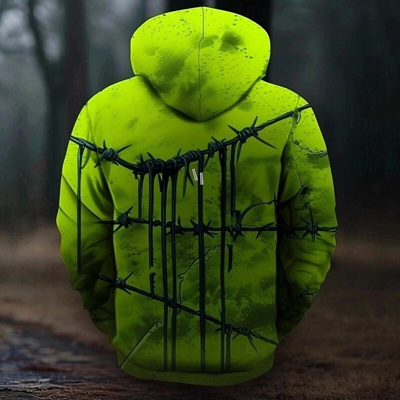 Men's Skulls Hoodies Sweatshirt Fashion Cool Long Sleeve Crew Neck Party Holiday Streetwear Green Drawstring Fall Winter Designer3