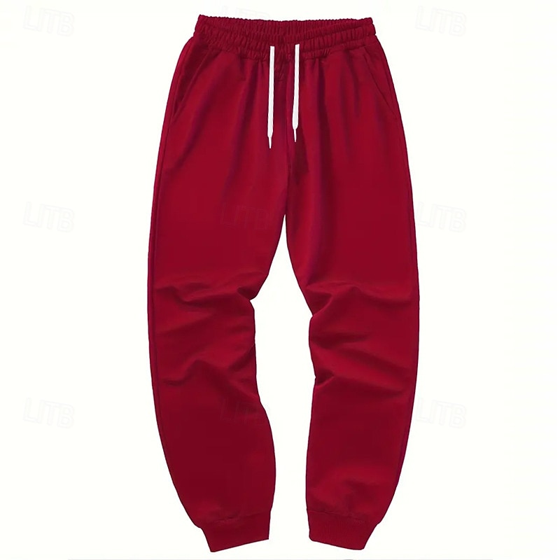 Men's Athletic Pants Sweatpants Joggers Trousers Pocket Drawstring Elastic Waist Plain Comfort Sports Outdoor Daily Fashion Casual Black Red Micro-elastic4