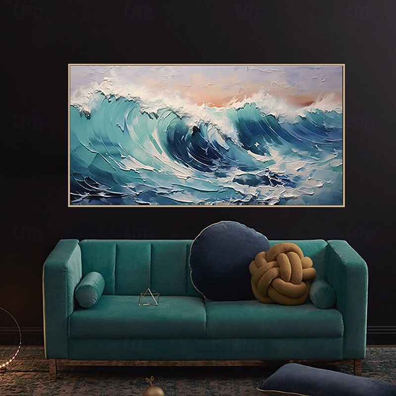 Mintura Handmade Sea Wave Landscape Oil Paintings On Canvas Wall Art Decoration Modern Abstract Picture For Home Decor Rolled Frameless Unstretched Painting4