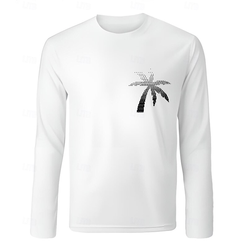 Men's 100% Cotton Graphic Tee Casual Style Classic Style Palm Tree Crew Neck Clothing Apparel Other Prints Outdoor Street Daily Sports Vacation Long Sleeve Fashion Cool Daily Stylish Simple4