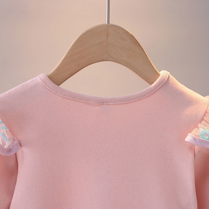 Kids Girls' Dress Snowflake Ugly Long Sleeve Outdoor Party Lace Elegant Fashion Daily Polyester Knee-length Casual Dress Fall Winter 4 years+ Pink Light Blue2