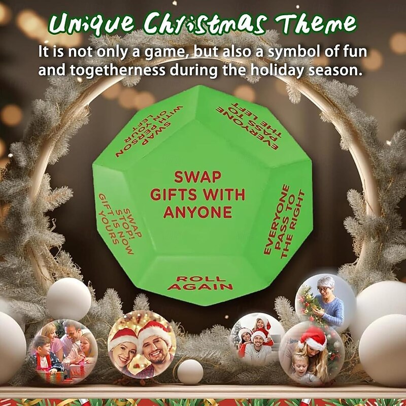 Christmas Santa Swap Gift Exchange Dice, Exchange Dice Game, Exchange Dice Game, Christmas Party Gift Exchange Dice Game, 12 Different Sides, Christmas Group Party Game4