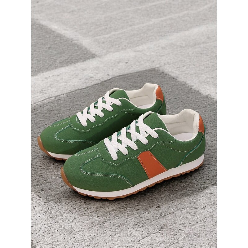 Women's Retro-Inspired Green Suede Sneakers with Rubber Sole - Comfortable and Stylish for Everyday Wear4