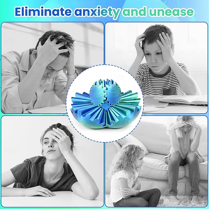 Gear Ball Fidget Toy, 3D Printed Gear Ball Gear Sphere, Stress Ball, GearSphere Desk Toy, Fidget Ball Gear Toy for Stress and Anxiety Relaxing, for Kids Stocking Stuffers4