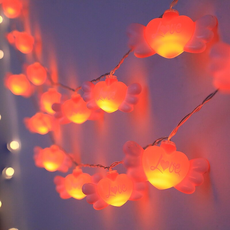 Heart Shape LED String Lights Christmas Garland Lights 1.5m 10LEDs 3m 20LEDs Battery Operated Valentine's Day Wedding Party Home Bedroom Christmas Decoration3