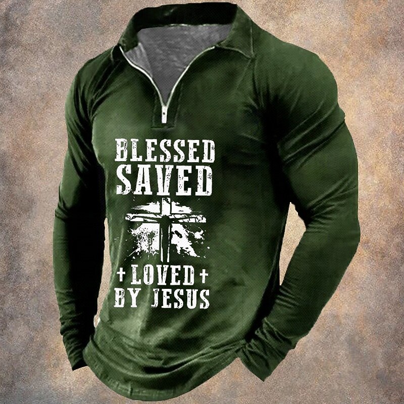 Men's Funny Polo Shirts Golf Shirt Long Sleeve Polo Shirts Collared Shirts Vintage Casual Vacation Festival Wear Party Outfits 3D Print Spring Fall & Winter Black Red Blue3