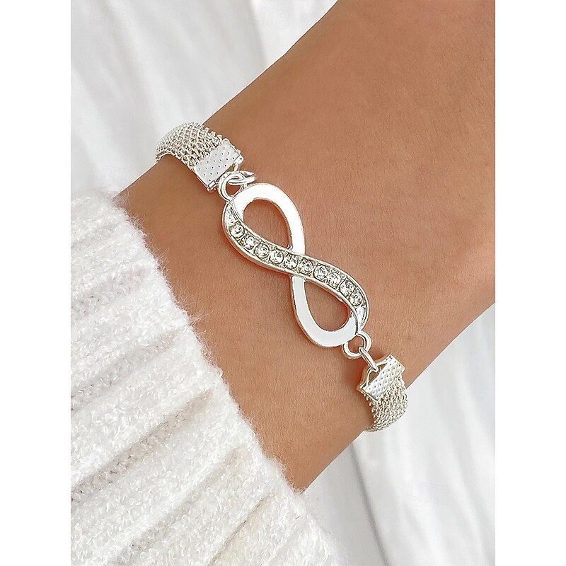 Gold Rhinestone Bracelet Set with Heart and Infinity Charms – Elegant Jewelry for Women, Perfect for Parties and Gifting3