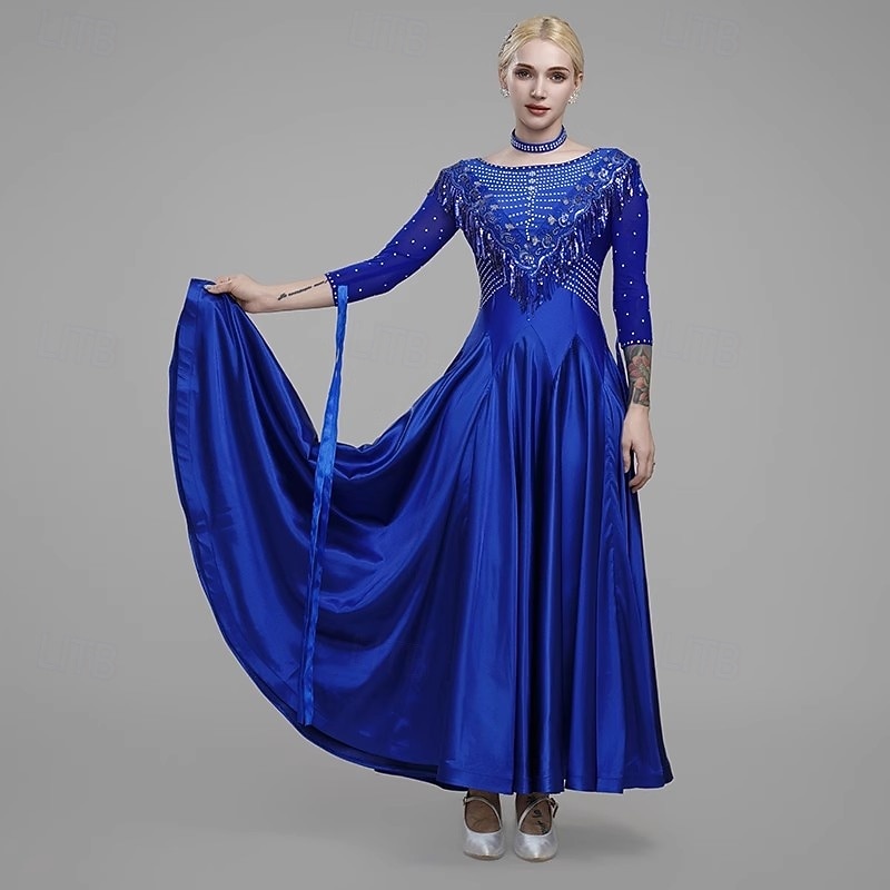 Ballroom Dance Dress for Women Competition Tassel Modern Tango Waltz Standard Performance Costumes