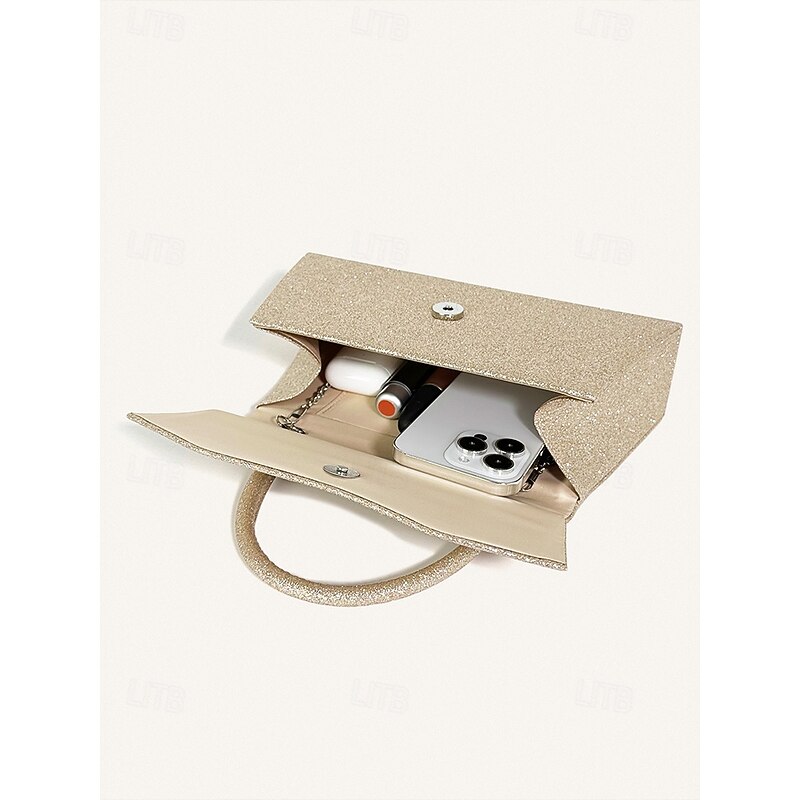 Women's Elegant Sparkling Glitter Evening Clutch with Rhinestone Bow - Perfect for Weddings and Parties4