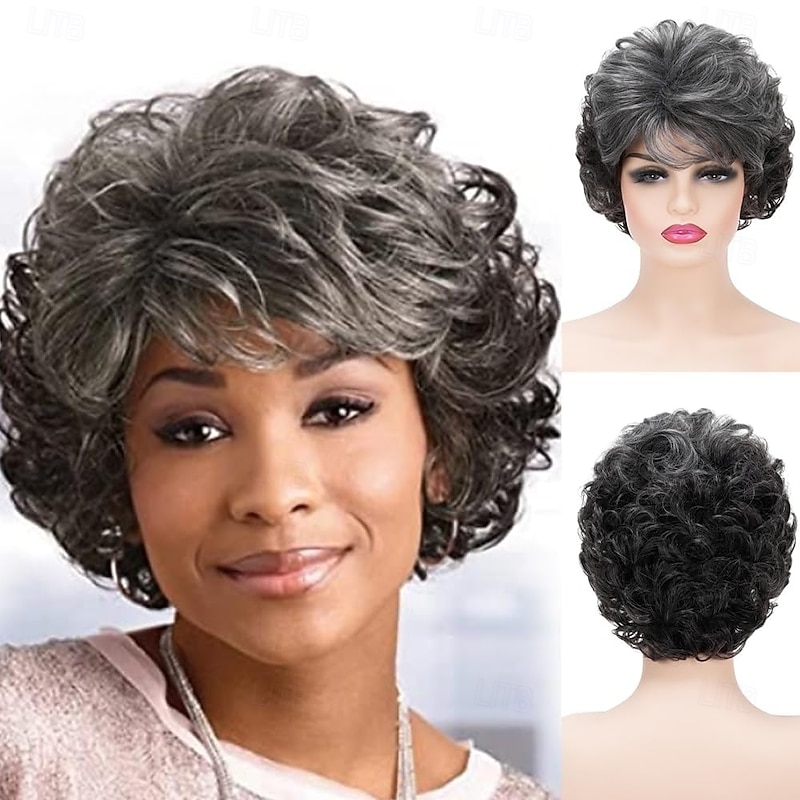 Short Wigs for Black Women Synthetic Natural Wavy Costume Cosplay Party Wig