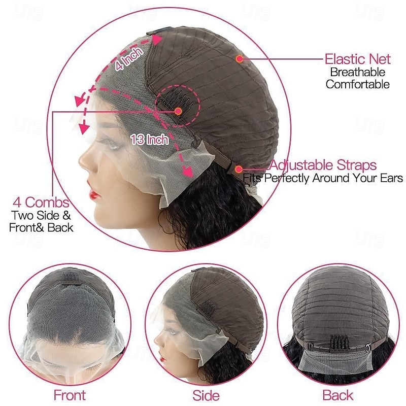 13x4 Lace Front Wig Water Wave Lace Closure Wig Wear And Go Glueless Wig Human Hair Ready to Wear Curly HumanHair Wigs For Women4