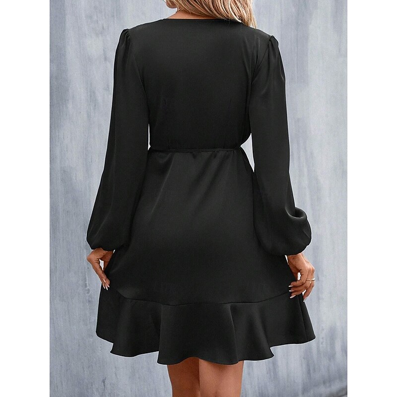 Women's Mini Dress Black Dress Cocktail Dress Formal Dress Elegant Casual Vacation Party Regular Fit Plain Long Sleeve V Neck Black Pink Blue Fall Winter2