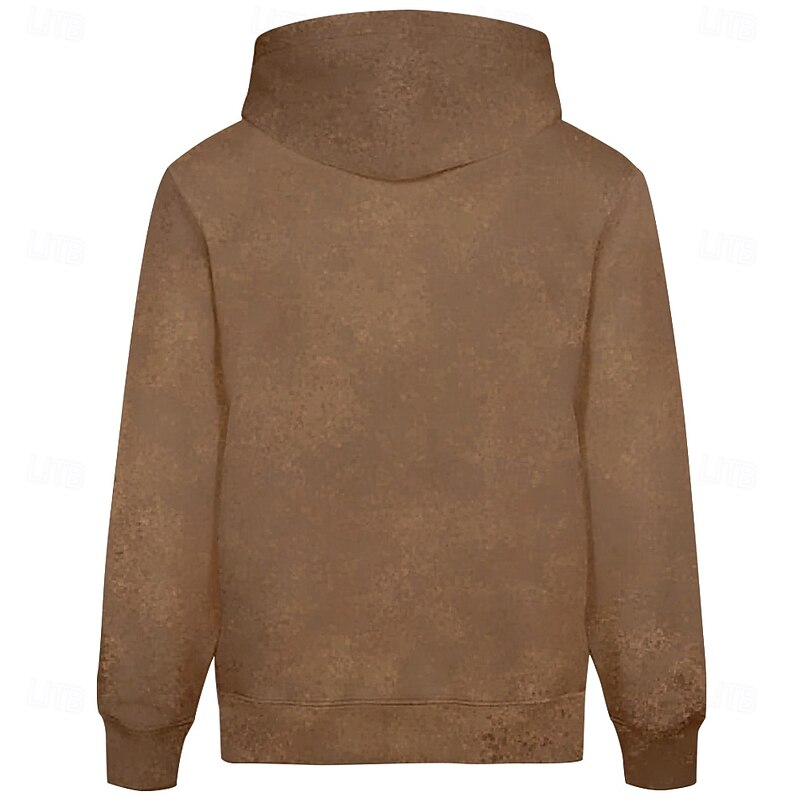 Men's Wolf Hoodies Fashion Cool Long Sleeve Hooded Vacation Going out Streetwear Brown Drawstring Zipper Fall Winter Designer2