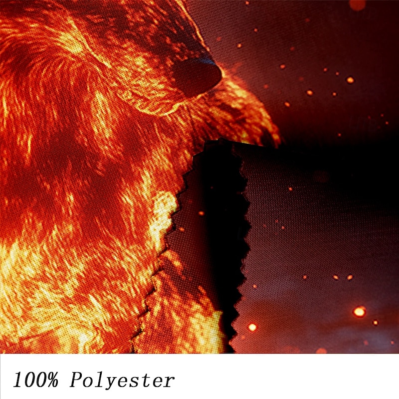 Men's Wolf Flame Hoodies Sweatshirt Fashion Cool Long Sleeve Crew Neck Party Holiday Streetwear Red Drawstring Fall Winter Designer3