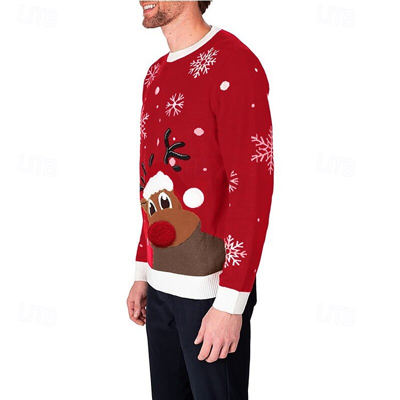 Reindeer Ugly Christmas Sweater Pullover Jumper Men's Women's Christmas Novelty Funny Knitted Pattern Adults Christmas New Year Christmas Eve Christmas Top2