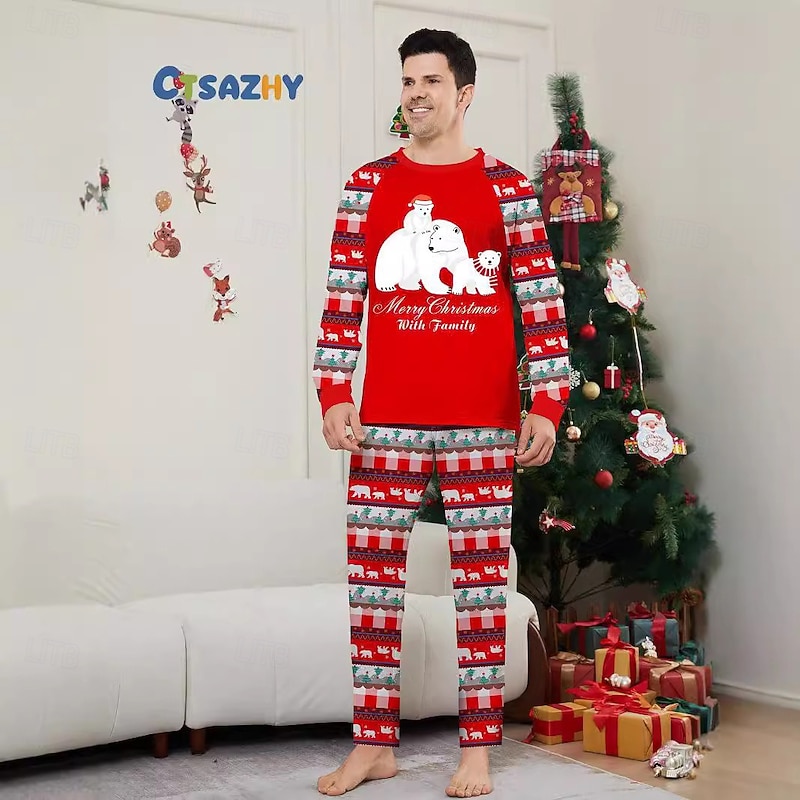 Santa Claus Family Christmas Pajamas Nightwear Men's Women's Boys' Girls' Family Matching Outfits Sweet Graphic Pattern Adults Kid's Christmas New Year Christmas Eve Christmas Vacation Home Wear Top4
