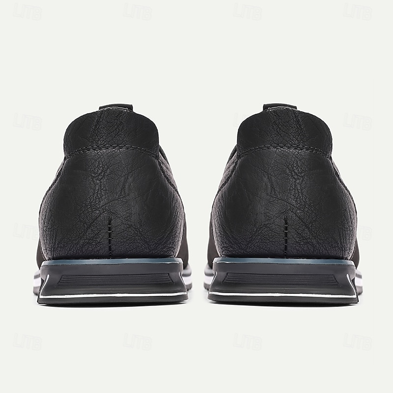 Men's Black Casual Sneakers with Textured Upper and Multi-Color Midsole – Stylish Everyday Lace-Up Shoes for Casual Wear4