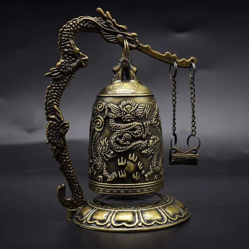 Antique Bronze Dragon Bell - Majestic Feng Shui Decor - Hand-Crafted Metal Ornament for Collectors & Home Aesthetics 2025 - $9.49