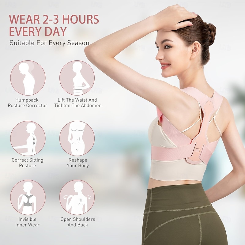 Updated Posture Corrector for Women, Adjustable Upper Back Brace for Clavicle Support and Providing Pain Relief from Neck, Shoulder - Comfortable Upright Back Straightener3