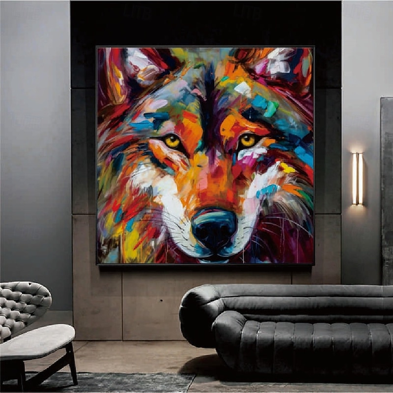 Handmade Abstract  wolf artwork oil painting hand painted wolf painting on canvasextra large abstract art animal painting oversized textured painting animal art large canvas wall art oil paintings2