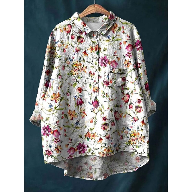 Women's Shirt Long Sleeve Shirt Collar Yellow Blue Beige Spring Fall2