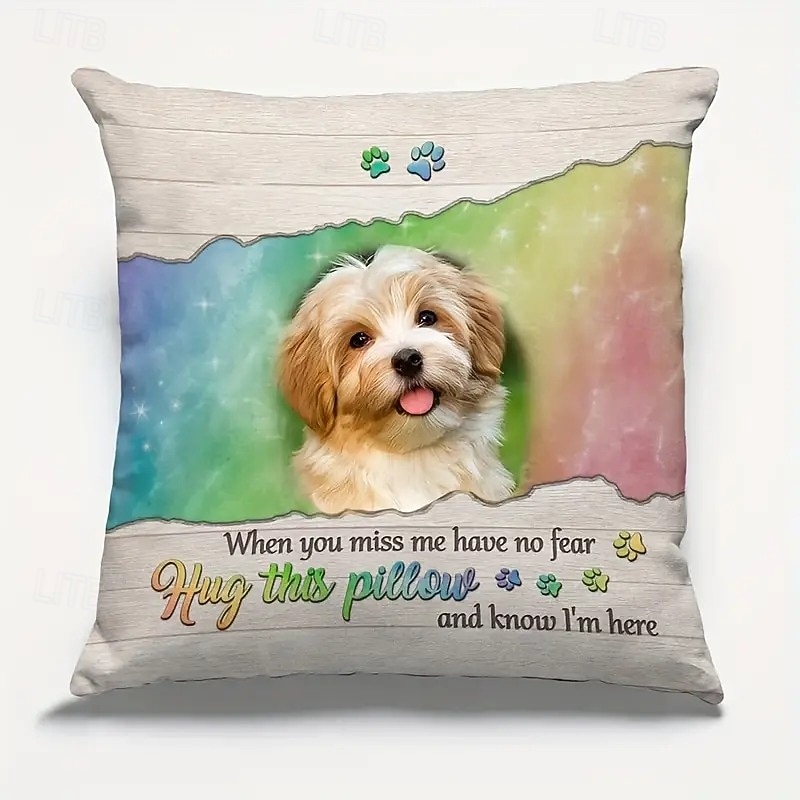 Custom Memorial Pillow Cover Photo Cushion Cover Throw Pillow Sympathy Gift Personalized Memorial Gifts Rainbow Hug this Pillow2