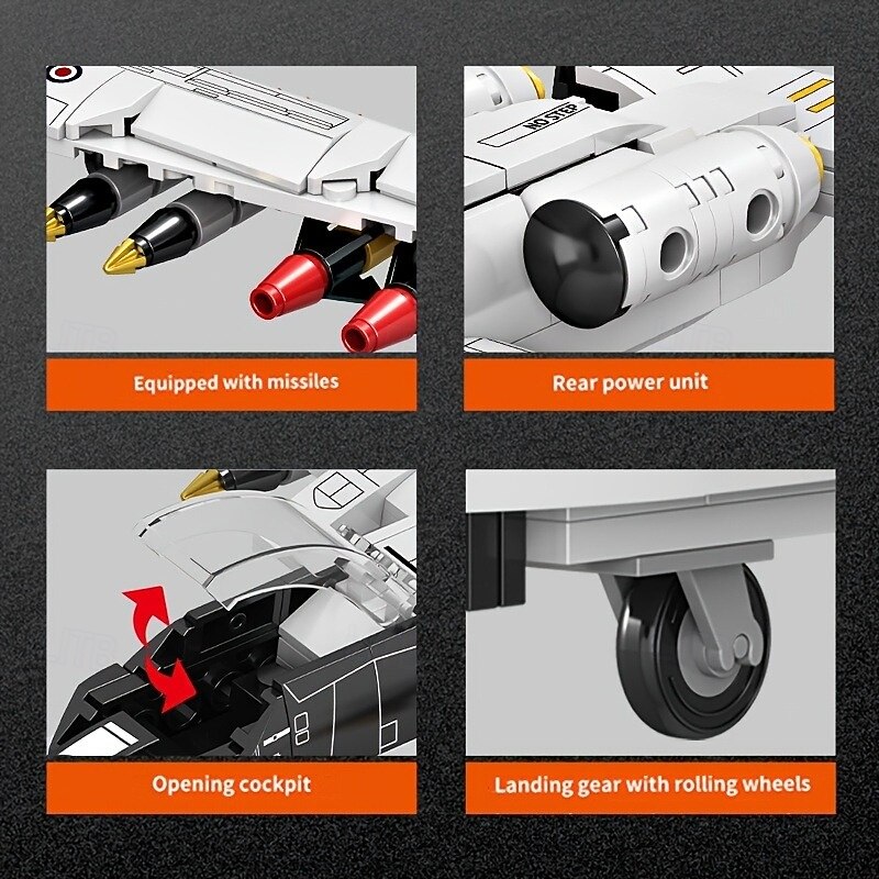 323pcs Simulation Military A-10 Attack Aircraft Fighter Model Kit - Includes 2 Air Force Soldiers Small Puzzle Insert Building Blocks Toys for Creative Play and Display4