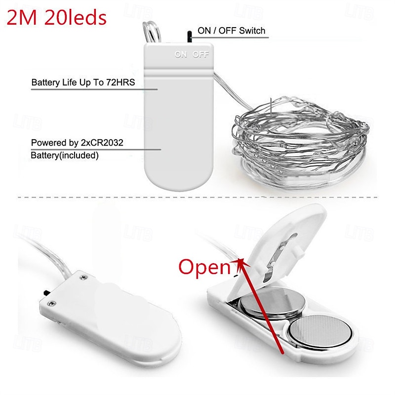 Elegant Wedding Reception Party 2M 20LED String Lights Copper Silvery Wire Light Fairy Lights For Wedding Party Birthday Party Wall Hanging Ornament Decor 10/30pcs3