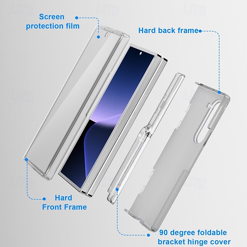 Phone Case For Z Fold 6 Wallet Case with Stand Holder Pencil Holder Shockproof Retro TPU PC4