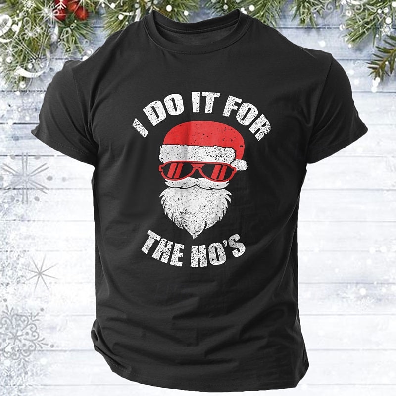 Christmas Men's Santa Claus funny christmas T Shirt 100% Cotton Short Sleeve Graphic Shirt Black Wine Red Comfortable Tee Vacation Street Fashion Designer Clothing4