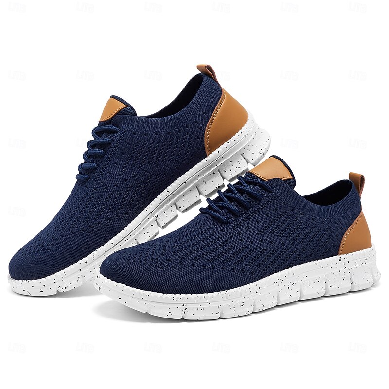 Men's Casual Shoes Walking Casual Knit Comfortable Slip Resistant Breathable Lace-up Black Blue Gray Summer Spring Fall4