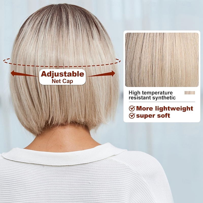 Bob Wig with Bangs Short Bob Wigs for Women Short Heat Resistant Synthetic Wig Natural Looking for Daily Use Party and Cosplay4