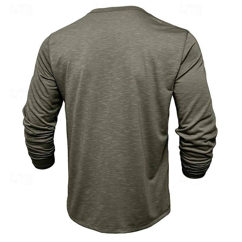Men's Henley Shirt Tee Top Long Sleeve Shirt Solid Color Henley Outdoor Street Long Sleeve Soft Clothing Apparel Daily Casual Street Style2