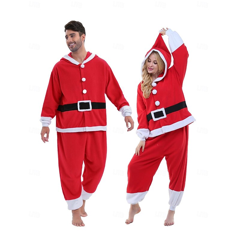 Adults' Christmas Onesie Costume Santa Claus Onesie Pajamas Kigurumi Pajamas Charm Funny Costume For Men and Women Christmas Carnival Cartoon2