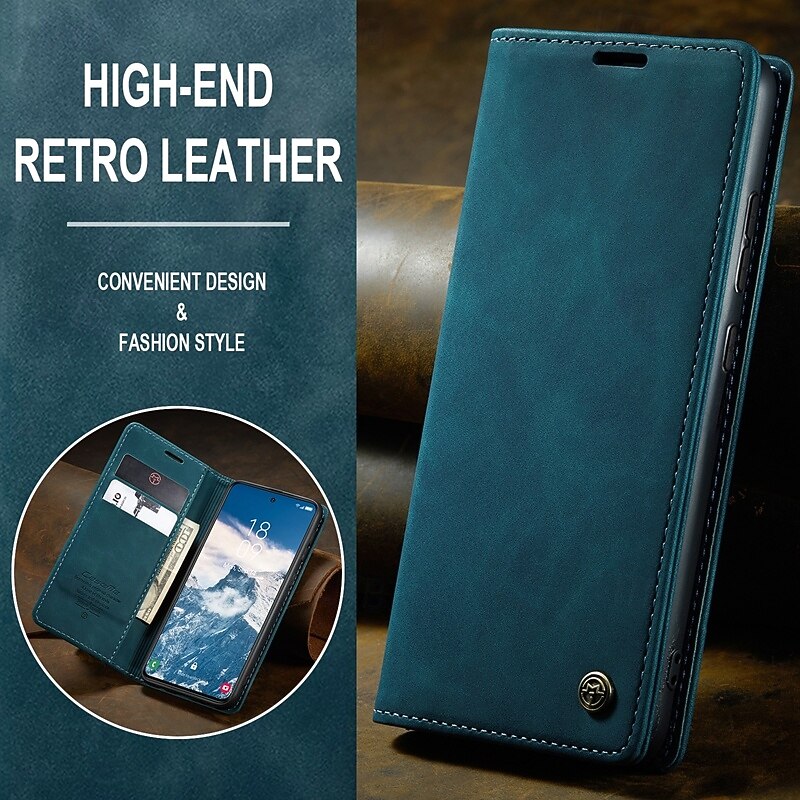 Phone Case For S25 S24 S24 FE S23 S22 S21 Ultra Plus A55 5G A35 5G A25 A15 Flip Cover with Stand Holder Magnetic with Wrist Strap Retro TPU PU Leather3
