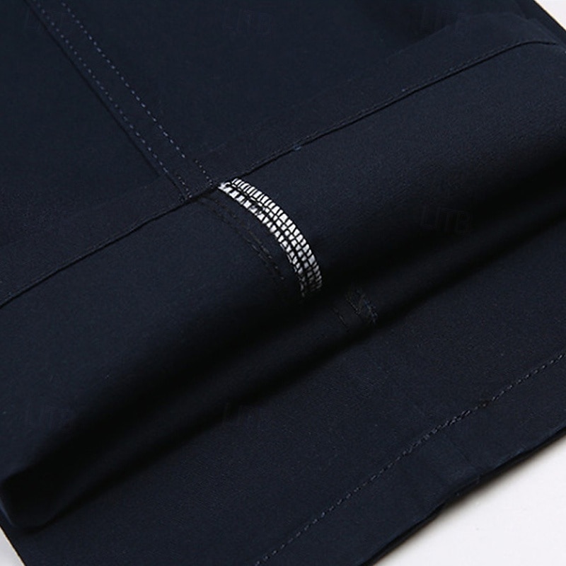 Men's Dress Pants Trousers Chinos Buttons Pocket Straight Leg Plain Comfort Formal Party Work Fashion Classic Style Dark Khaki Light Khaki Micro-elastic2
