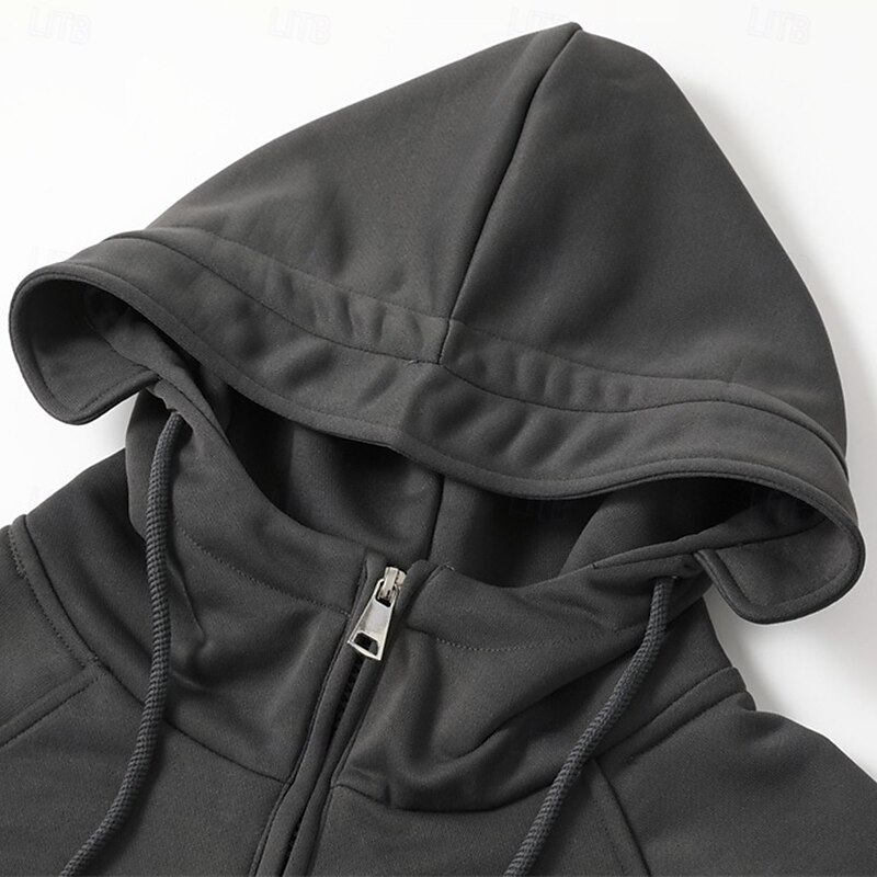 Men's Hoodie Full Zip Hoodie Raglan Hoodie Tactical Hoodie Black Wine Army Green Red Navy Blue Hooded Plain Tactical Sports & Outdoor Daily Streetwear Cool Casual Winter Spring &  Fall Clothing2
